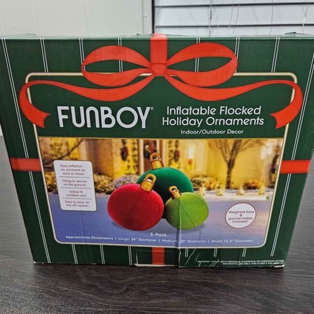 Funboy Inflatable Flocked Holiday Ornaments 3 Pack | New